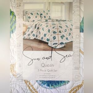 🎁Sun and Sea Queen 3 Piece Quilt Set